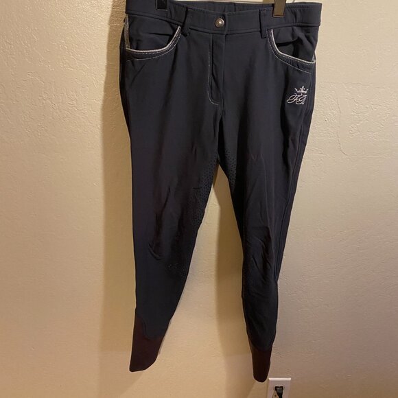 Pikeur Full-Seat Grip Breeches - Size 31/32 (EU 42) - Black with Silver Trim - Picture 2 of 13